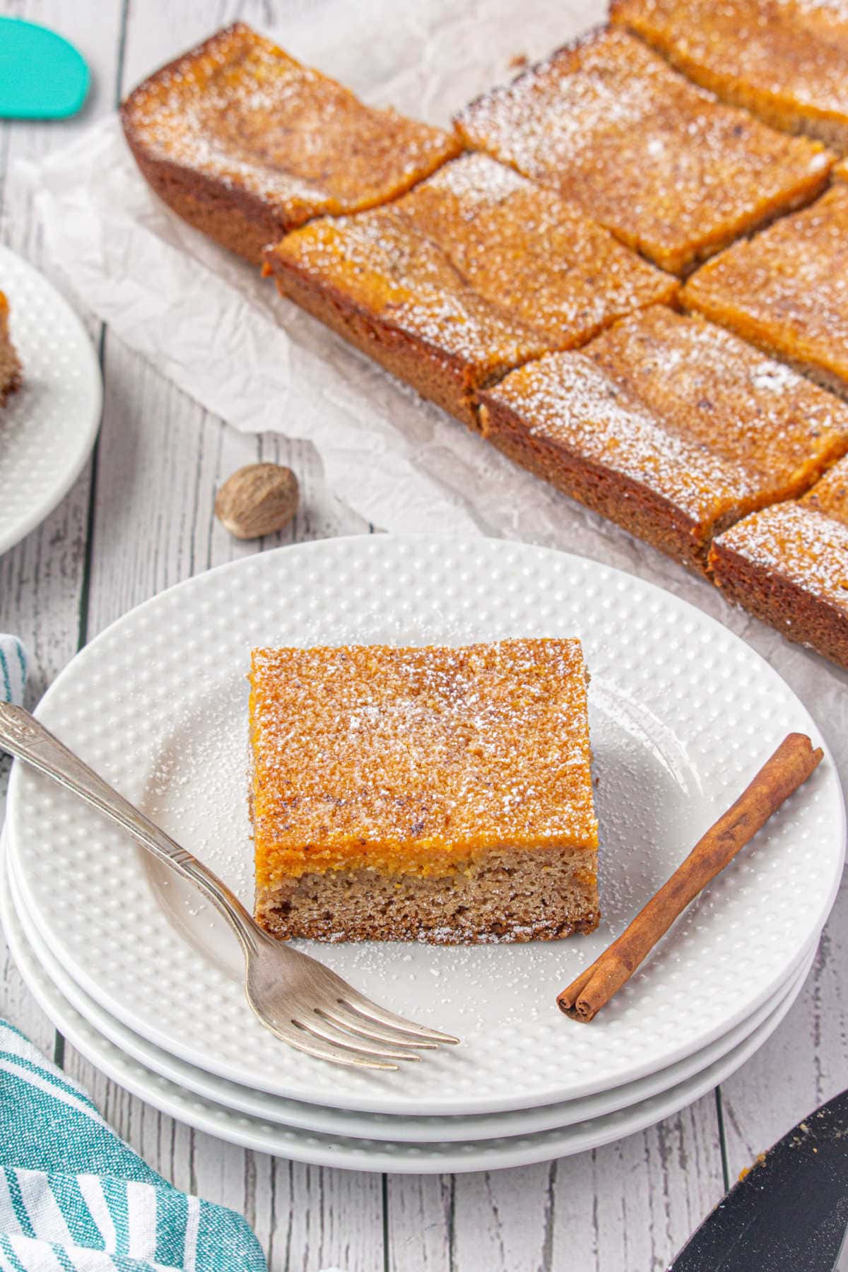 A pumpkin bar on a plate.