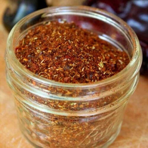 A small jar of homemade chili powder.
