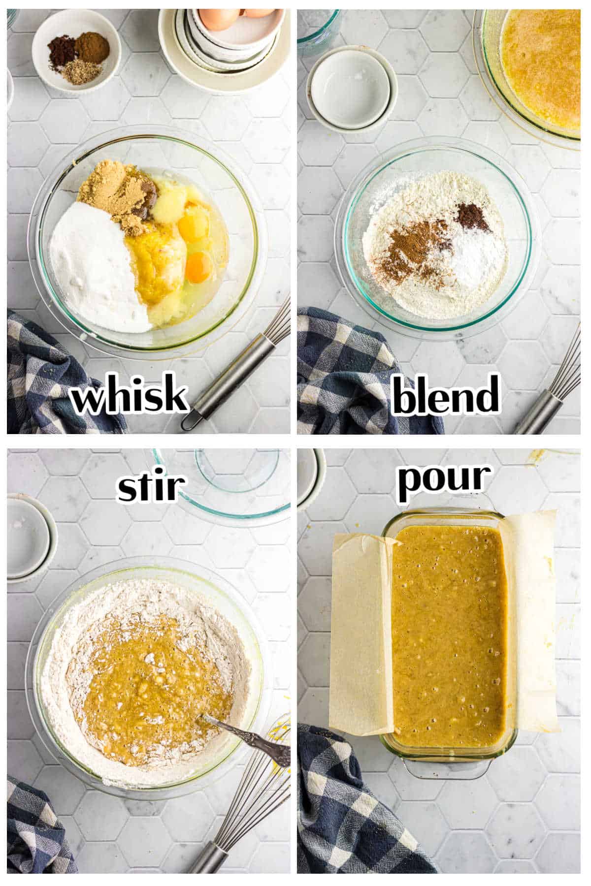 Step by step images showing how to make acorn squash bread.