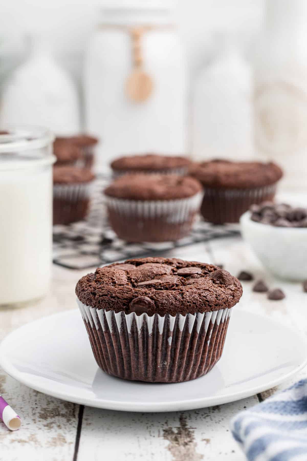 Muffins on a white plate.