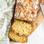 Close up of slices of Hawaiian Banana Bread that's been glazed.