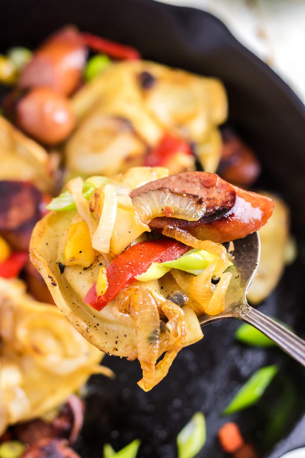 The skillet dinner being served.