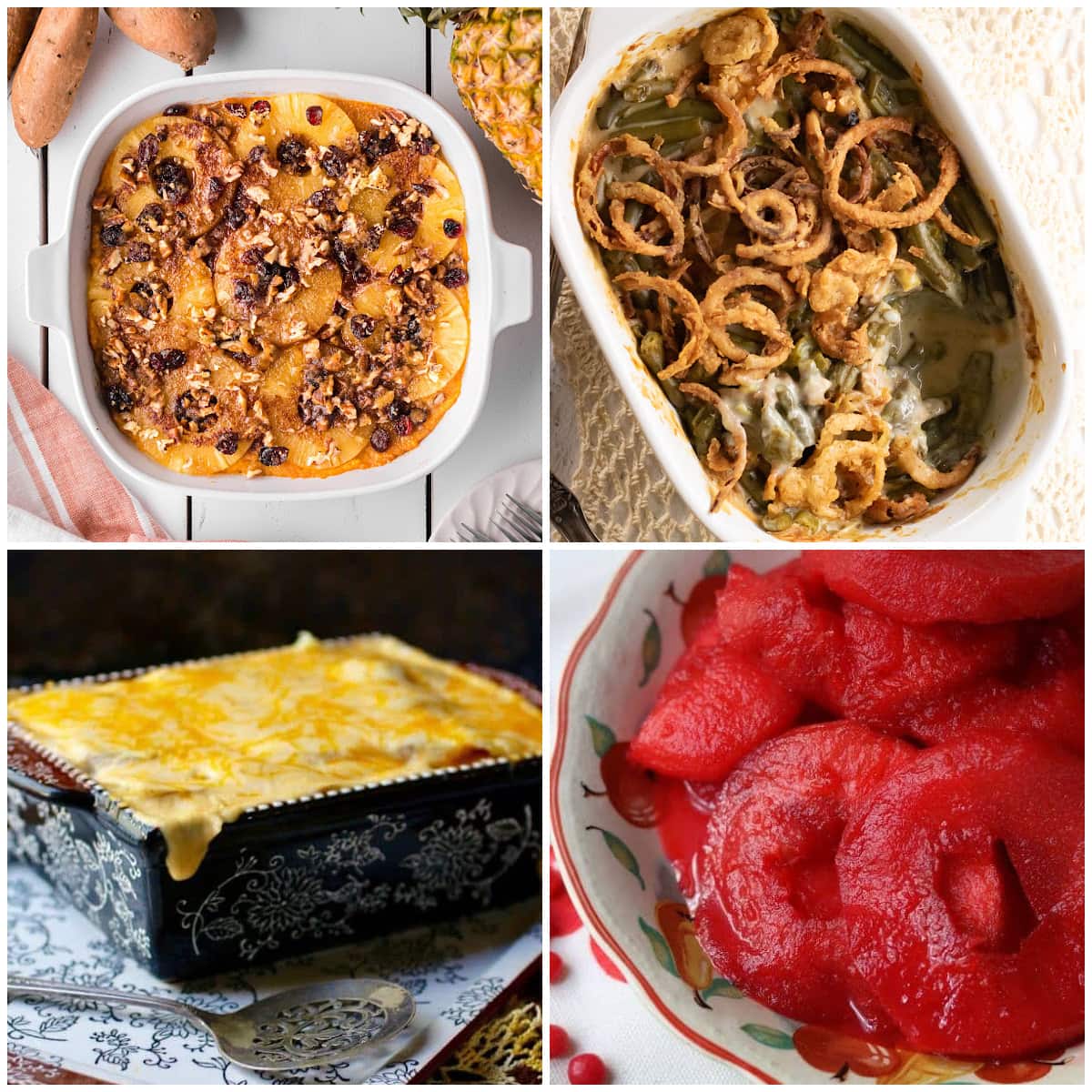 A collage of Southern Thanksgiving .side dishes