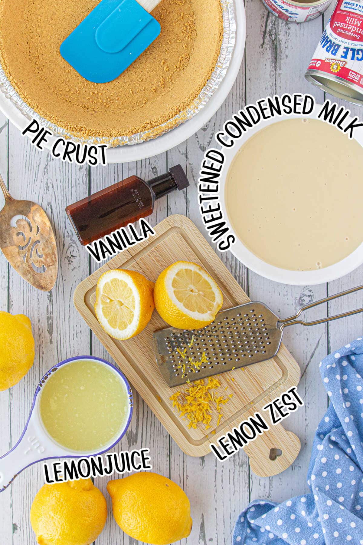 Ingredients for lemon icebox pie.