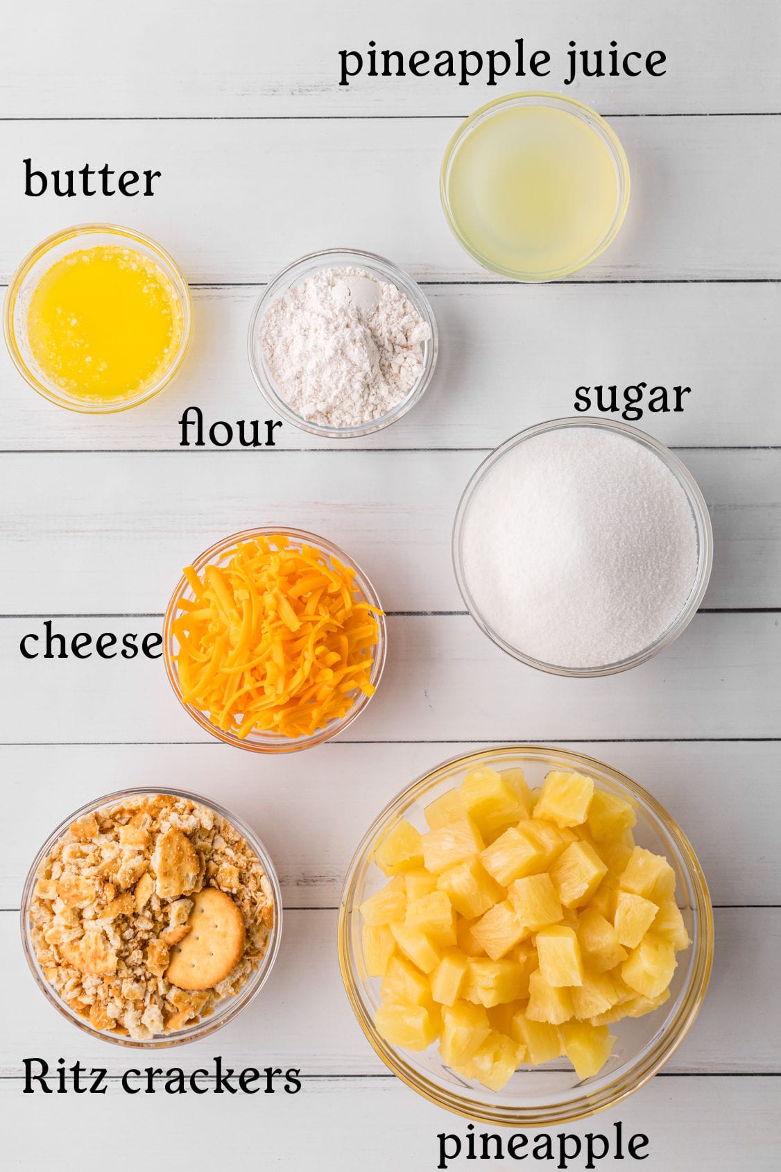 Ingredients for pineapple casserole.