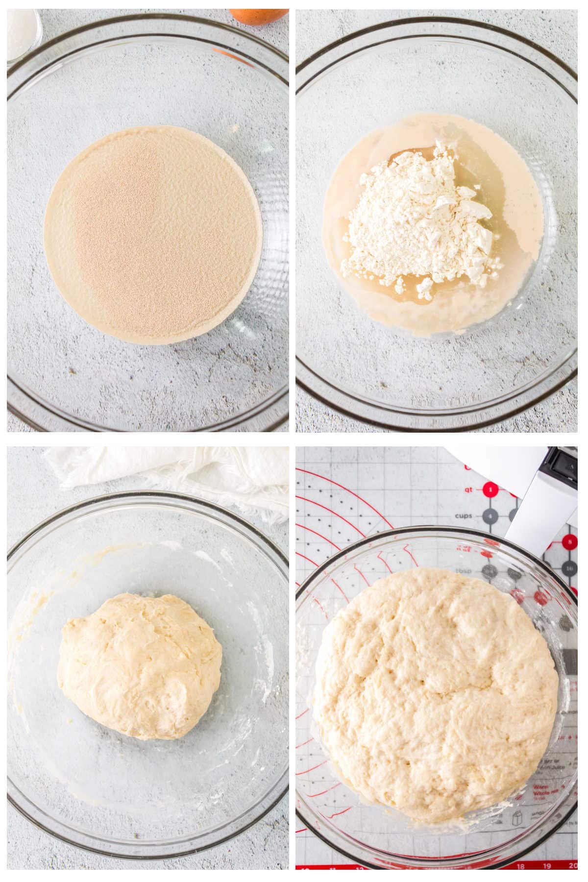 Step by step images showing how to make air fryer dinner rolls.