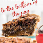 A piece of pie being served with a text overlay for Pinterest.