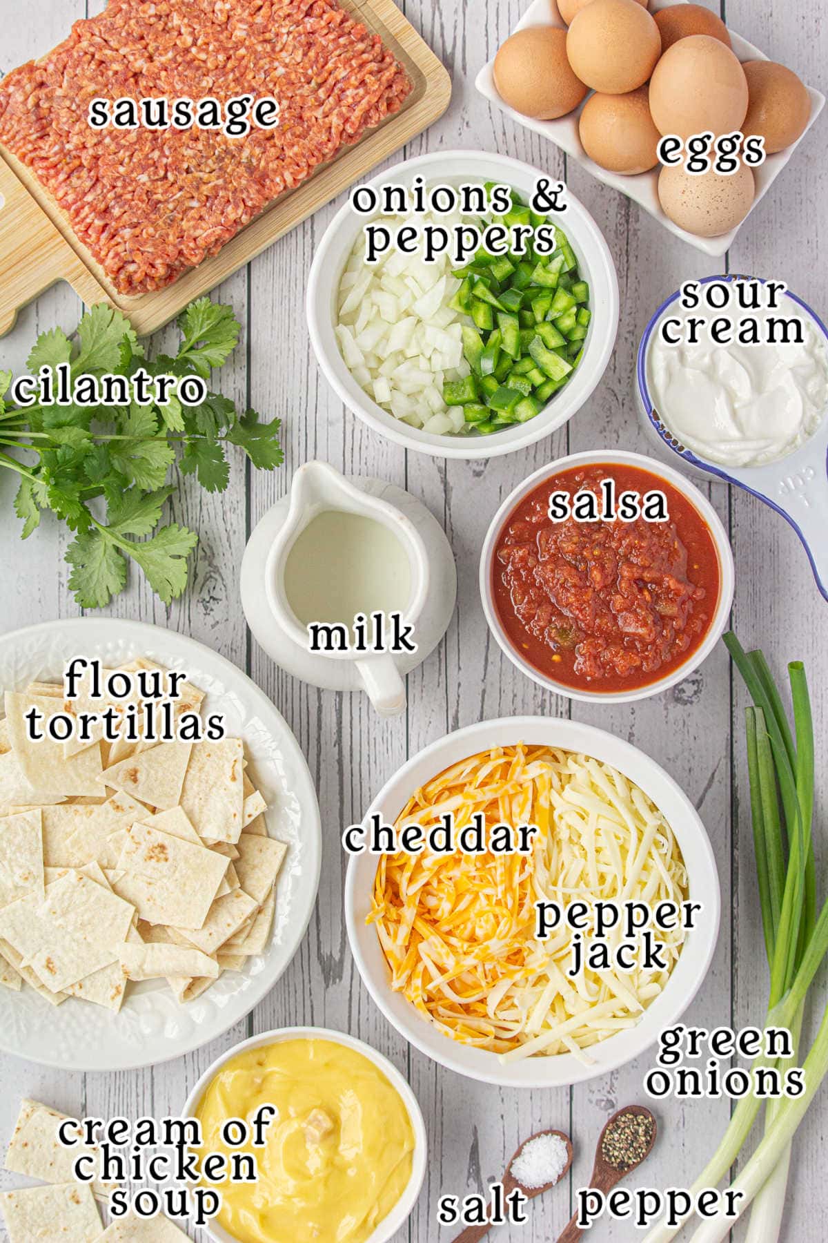 An overhead image of the recipe ingredients with text overlay.