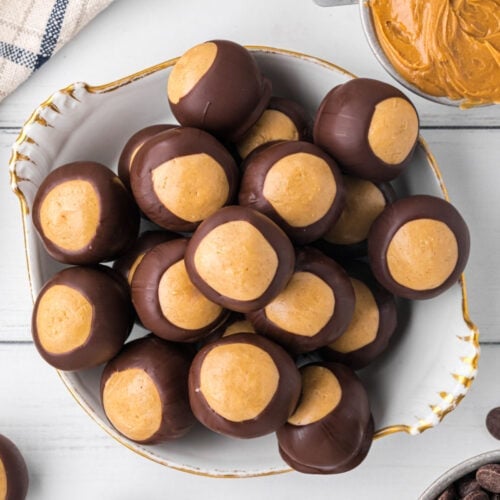 Overhead view of buckeye balls candy.