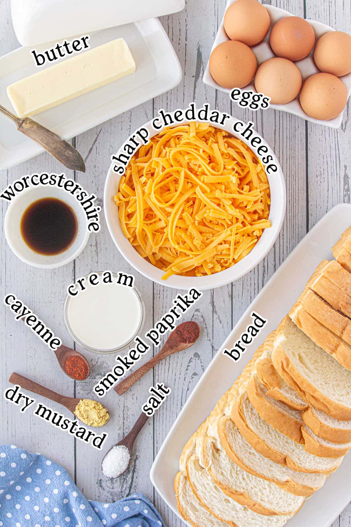 An overhead image of the recipe ingredients with text overlay.