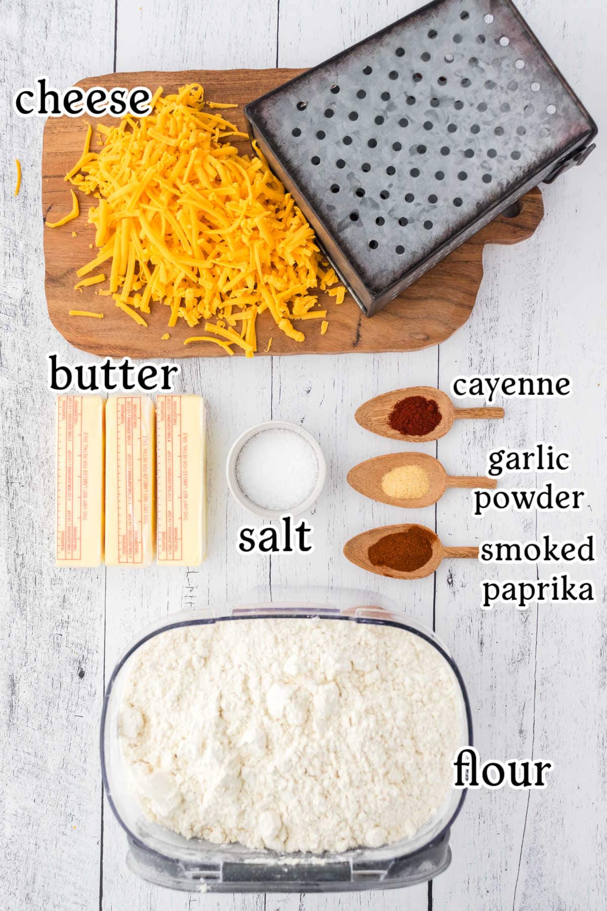 An overhead photo of the recipe ingredients with text overlay.