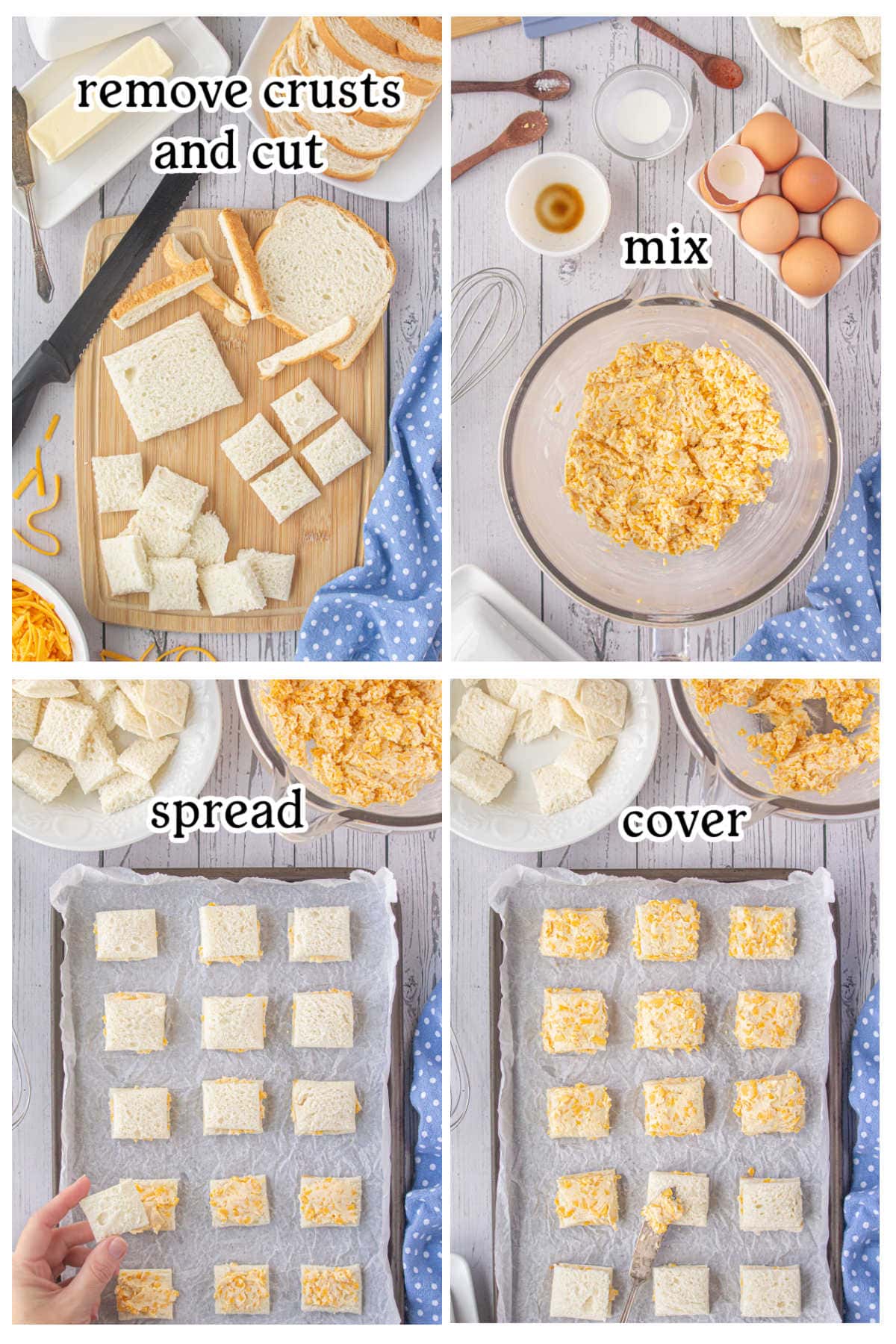 Four overhead images with text overlay depicting the recipe steps.