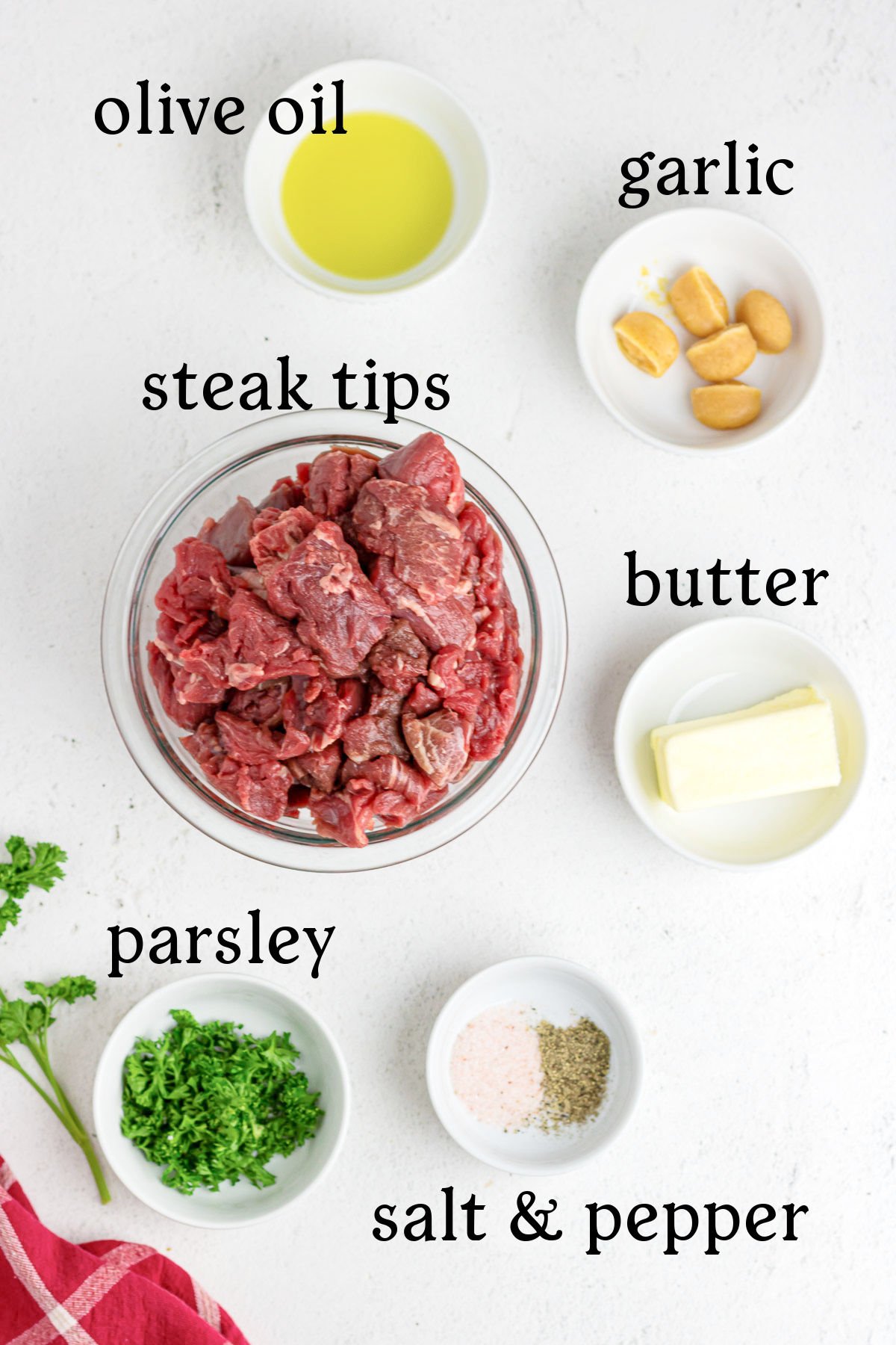 An overhead photo of the recipe ingredients with text overlay.