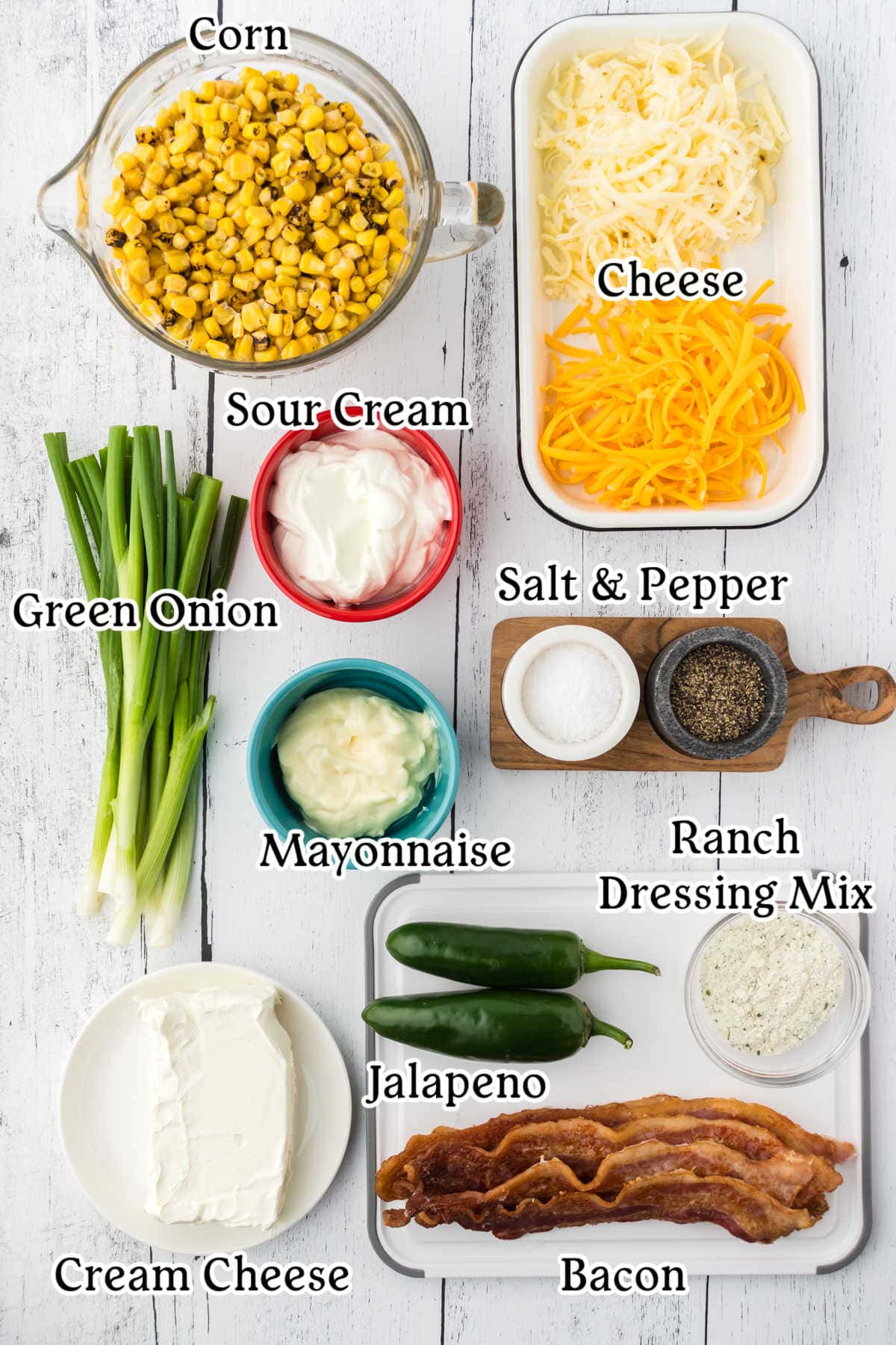 An overhead image of the recipe ingredients with text overlay. 