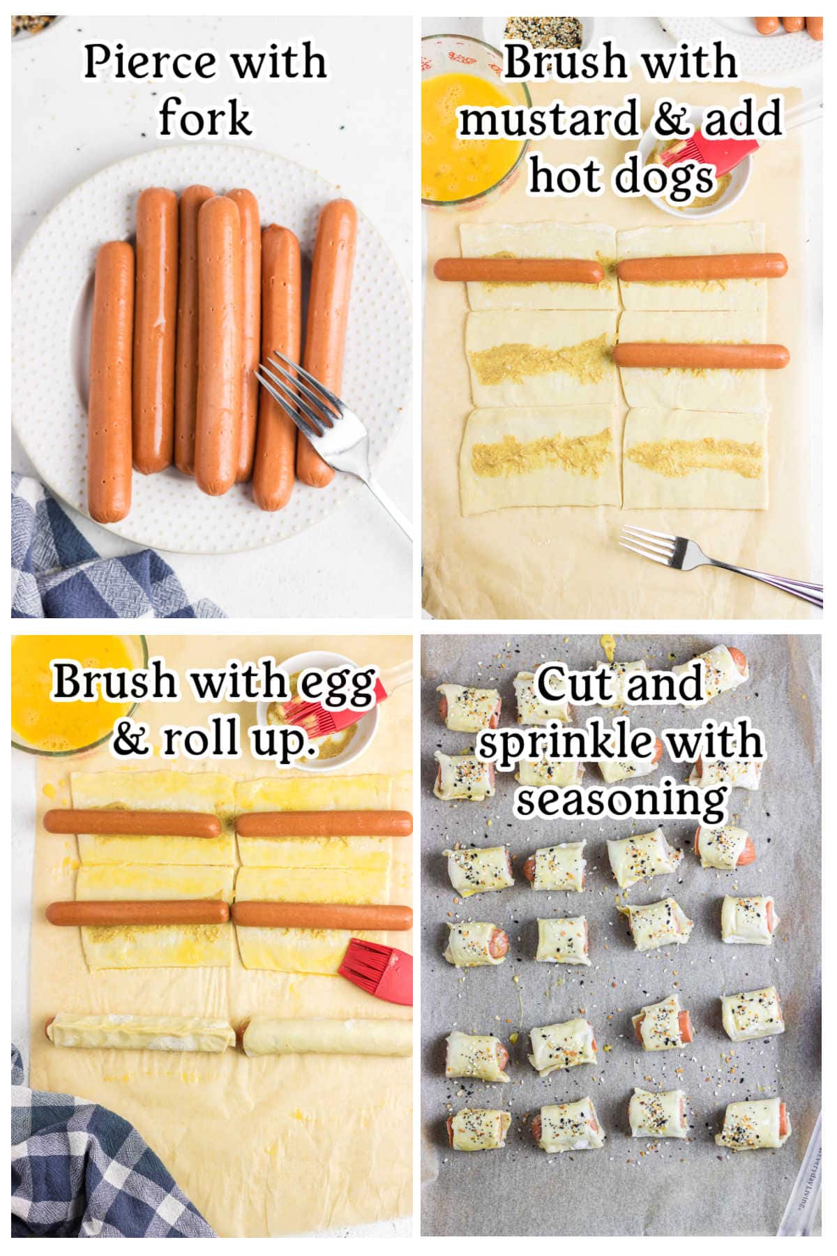 Four images with text overlay depicting the recipe steps.