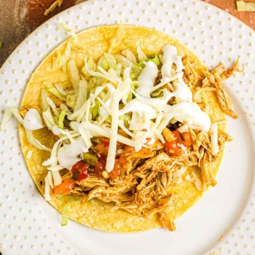 Overhead view of a Ranch chicken taco.