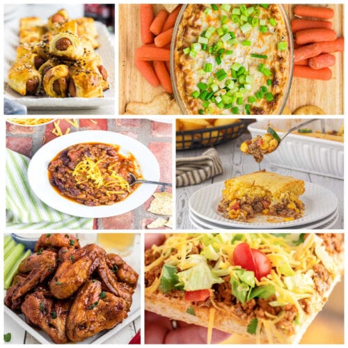A collage of recipe images from this Super Bowl tailgating post.