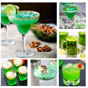 A square collage of St. Patrick's Day Cocktail images for the feature image.