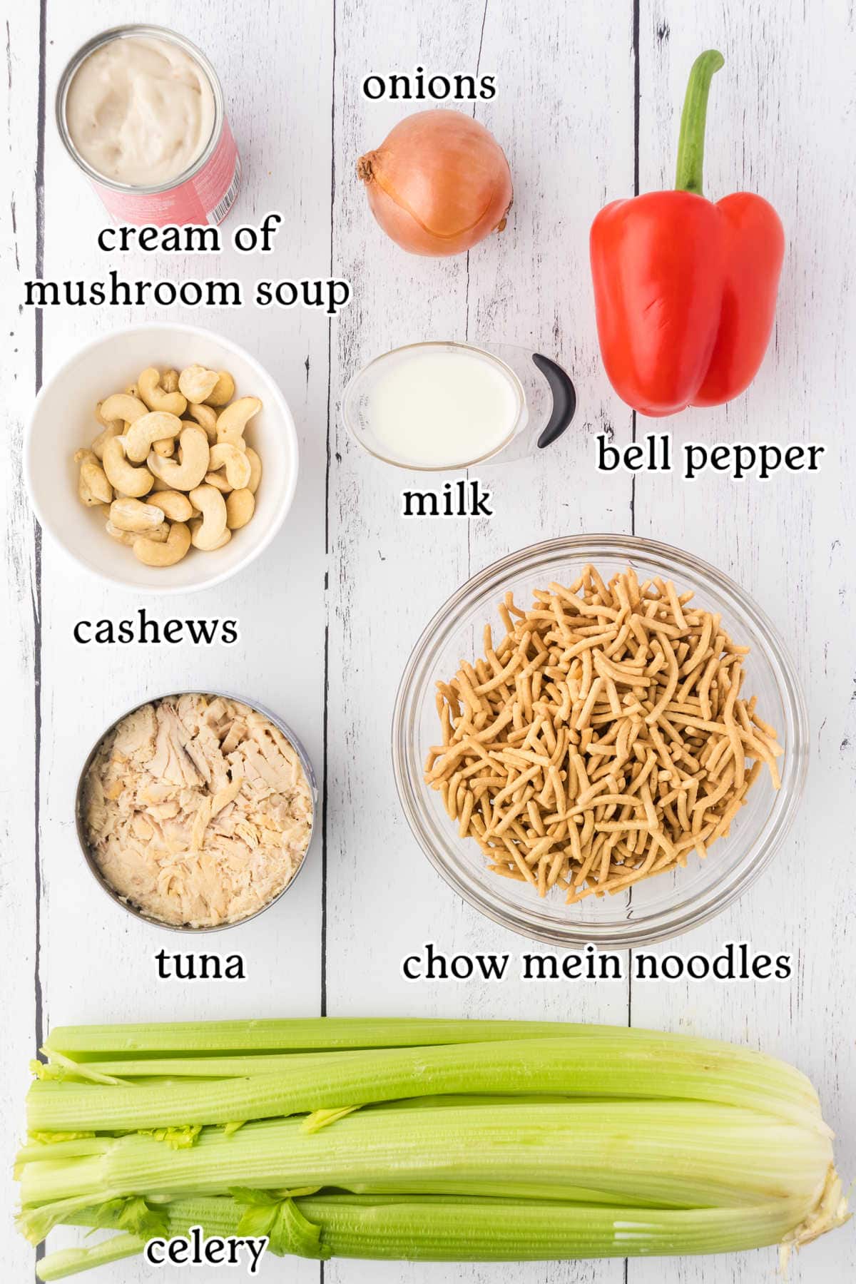 An overhead view of the recipe ingredients with text overlay.