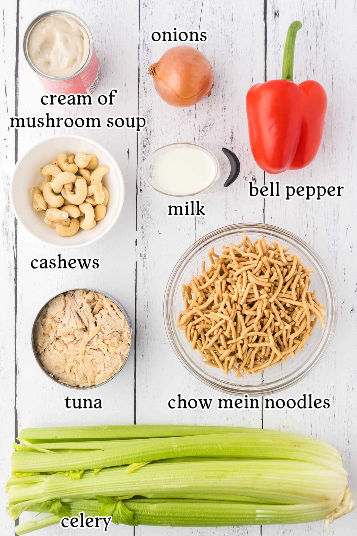 An overhead view of the recipe ingredients with text overlay.