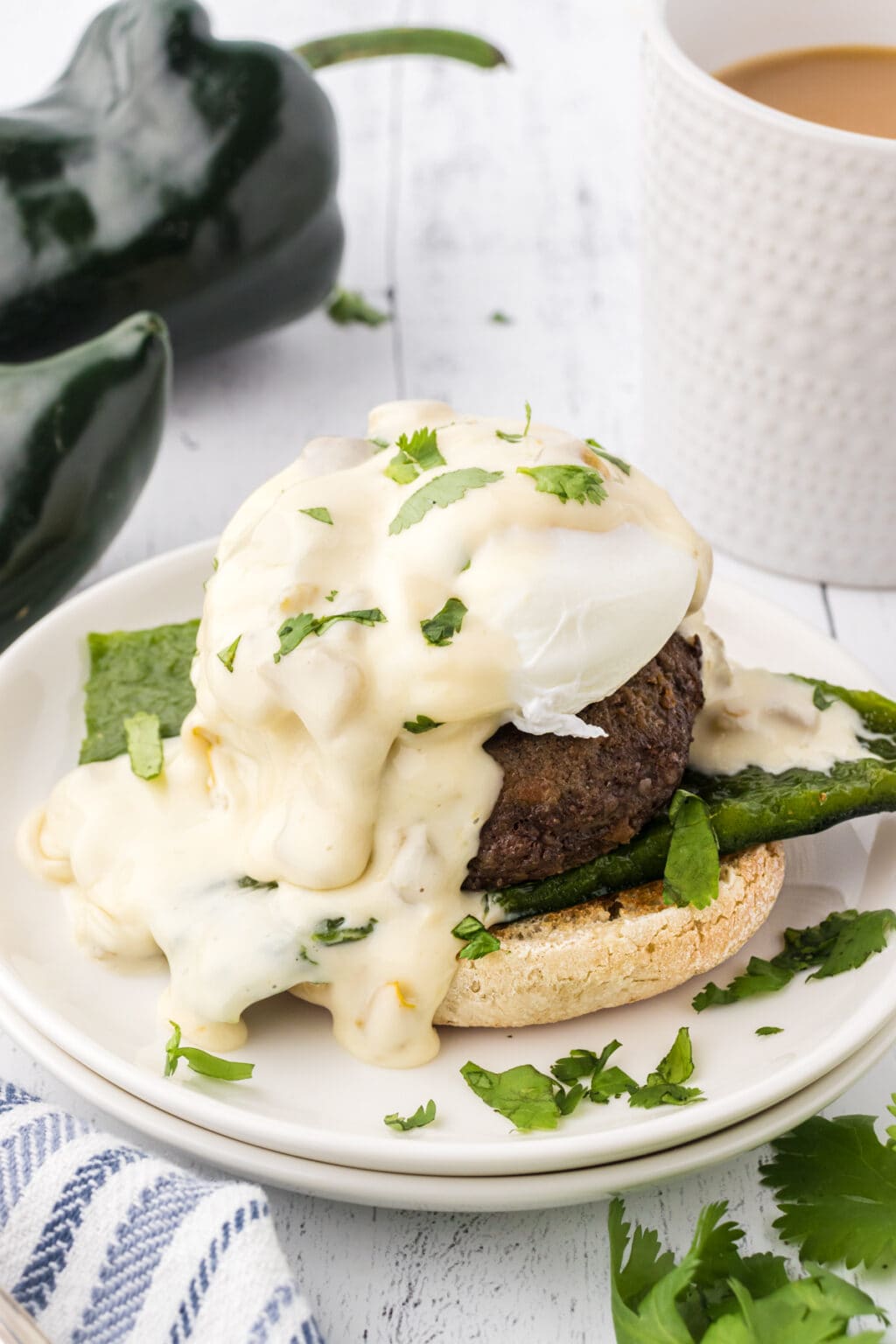 Easy Southwestern Eggs Benedict with Roasted Poblanos Restless Chipotle