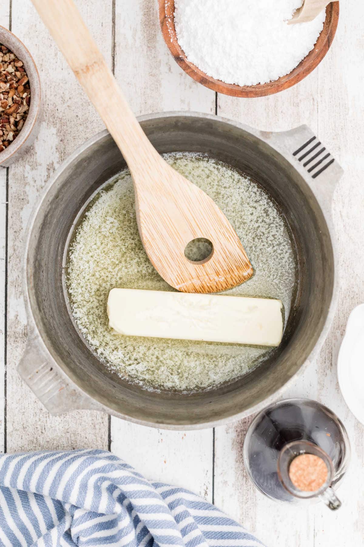 Browning the butter.