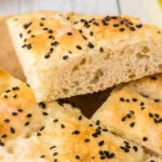 Closeup of a slice of Turkish bread.
