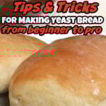 A collage of bread dough and finished bread with a title text overlay for Pinterest.
