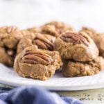 Closeup of creamy pecan pralines.