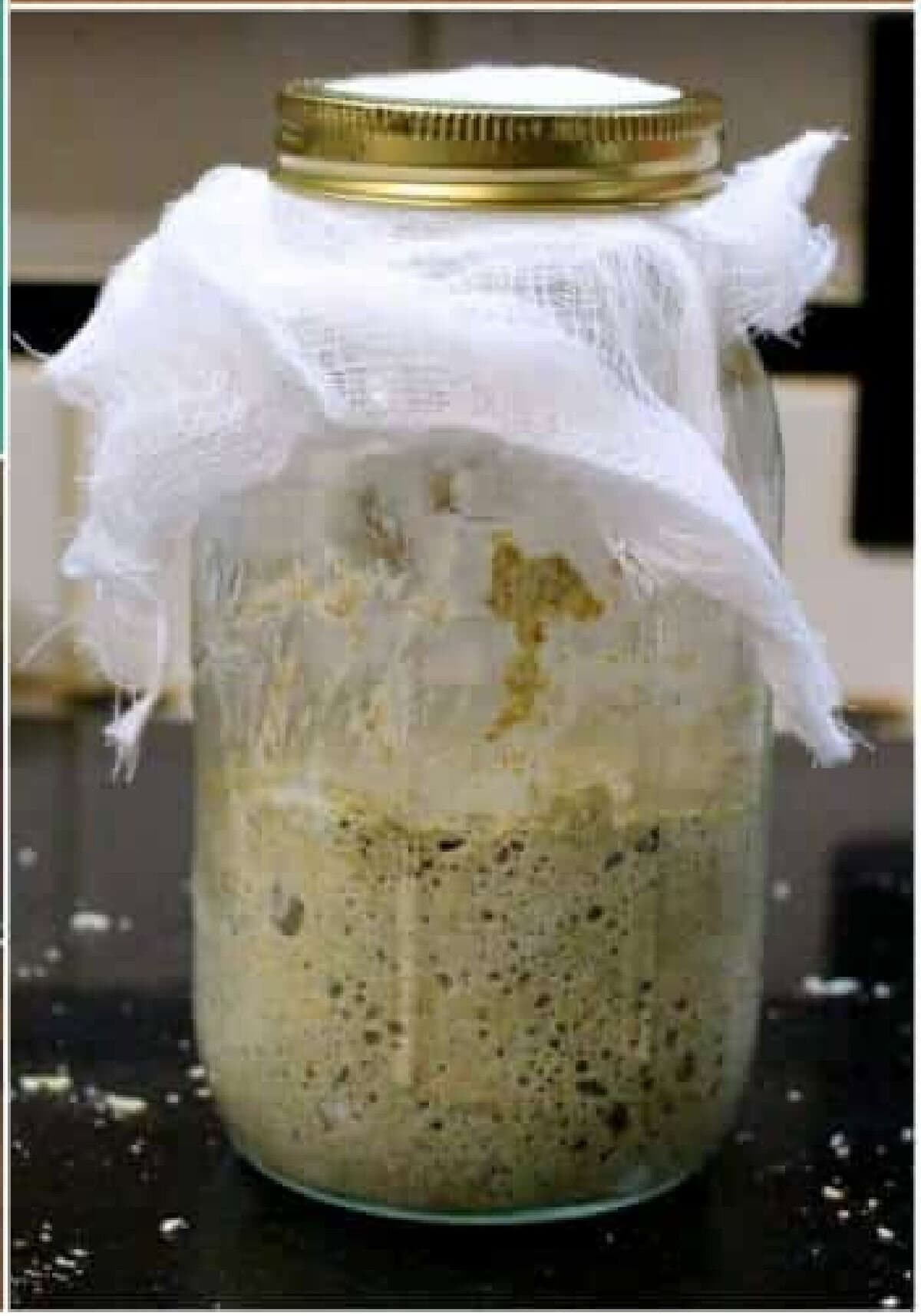 Sourdough starter in a canning jar.