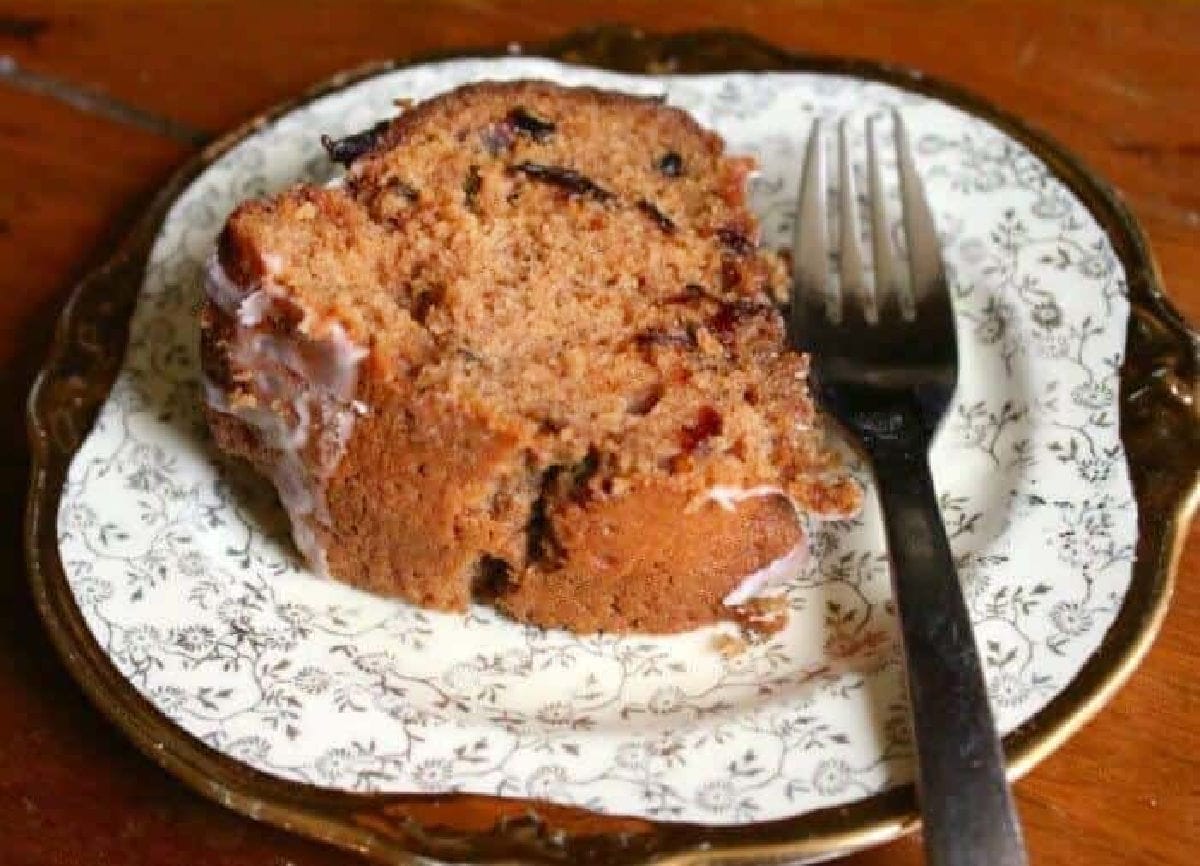 Closeup of cake on a plate.