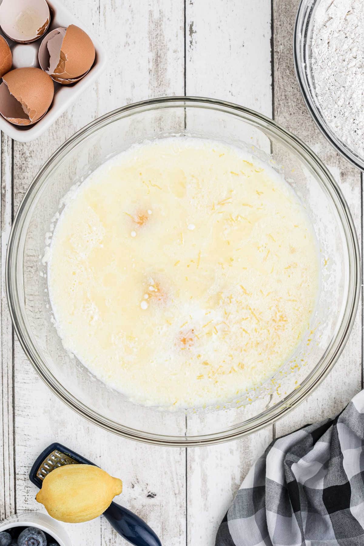 Wet ingredients blended in another bowl.