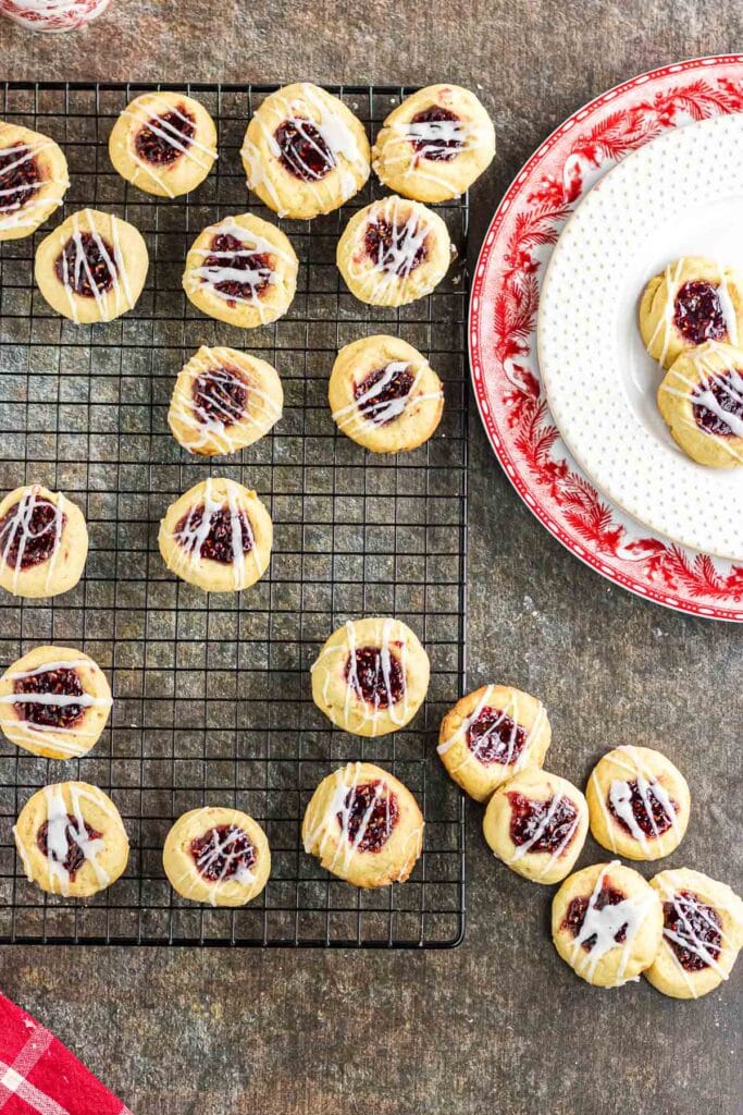Raspberry Jam Thumbprint Cookies (Almond Shortbread) - Restless Chipotle