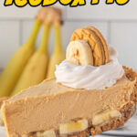Peanut butter banana icebox pie with text overlay for Pinterest.