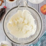 Cream cheese softened and beaten in a bowl