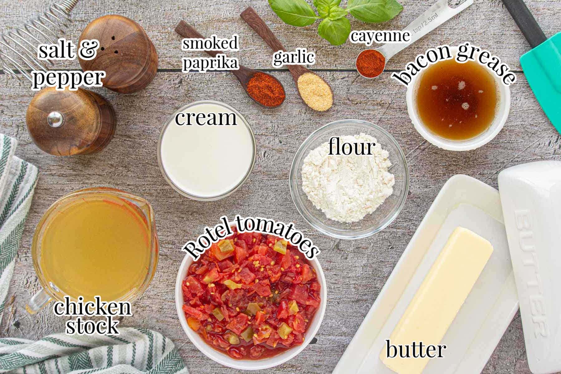 Labeled ingredients for this recipe.