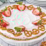 Strawberry cheesecake pie with pretzel crust