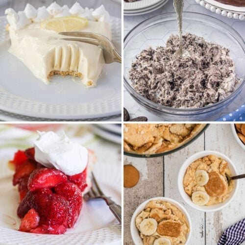 A collage of Southern no bake desserts.