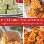 A collage of holiday appetizers with title text overlay for Pinterest