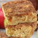 Apple snickerdoodle bar cookies with cinnamon sugar topping.