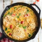 Creamy Tuscan Chicken pinterest pin with title text overlay.