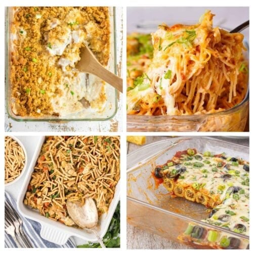 A collage of easy potluck casserole recipes to bake and take!