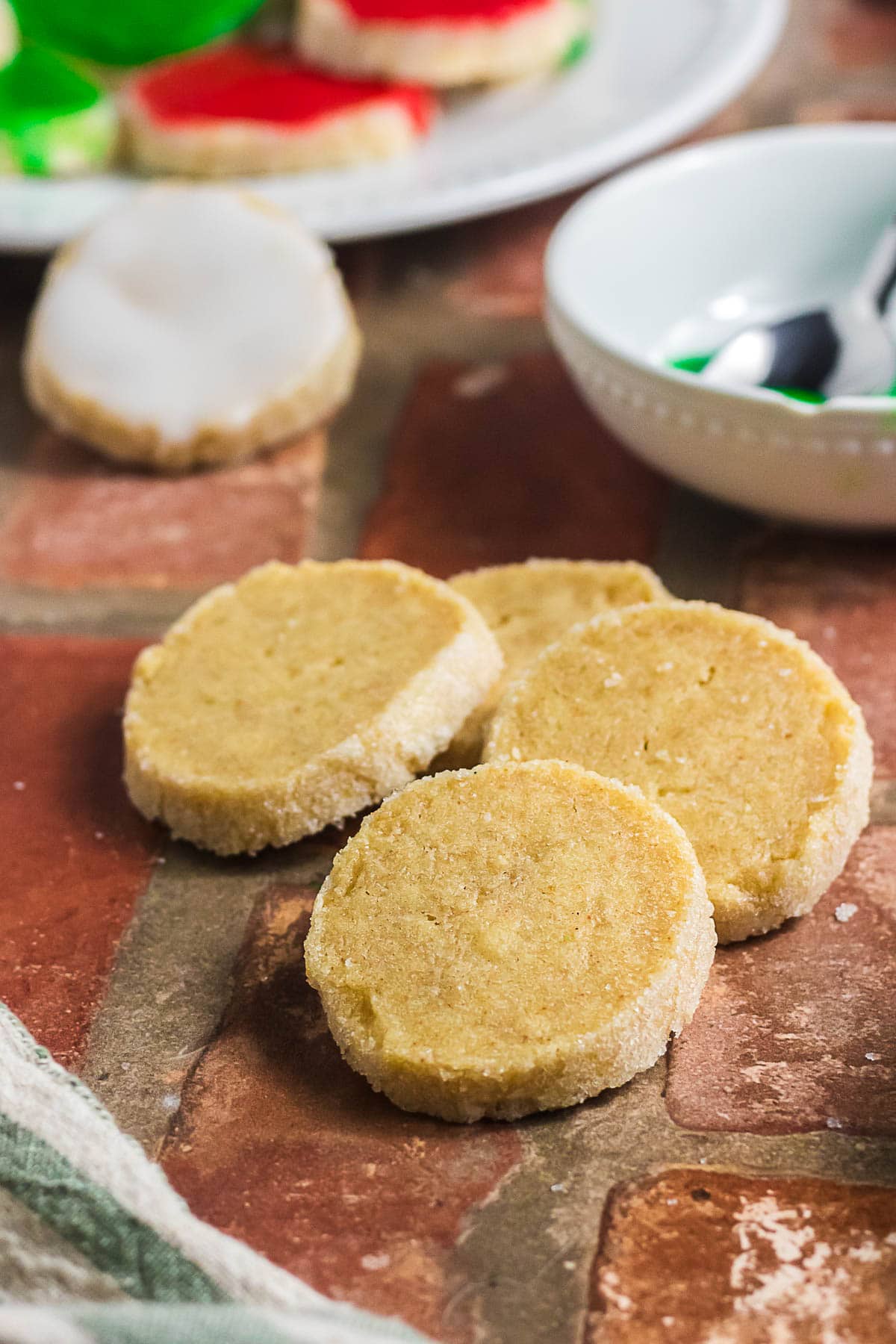 Golden brown butter icebox cookies with crisp sugared edges